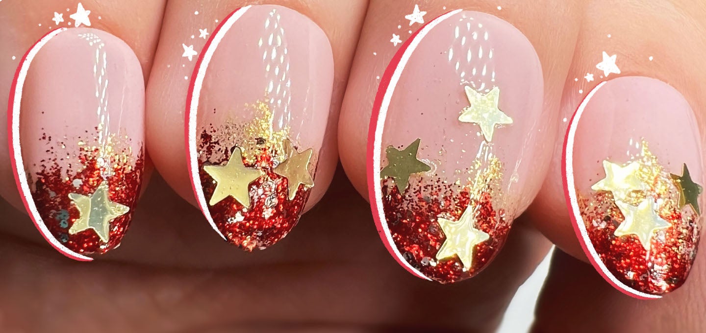 Is it too early for Christmas nail art inspo? 🤭 Swipe for the tutorial ❤️  @leminimacaron Ruby Red, Crème Brûlée • pr • CHE... | Instagram