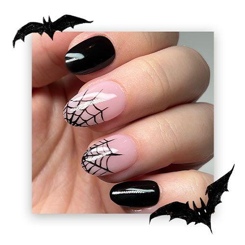 Nude Spooky Halloween Nails Spider Web Nail Art - YouTube