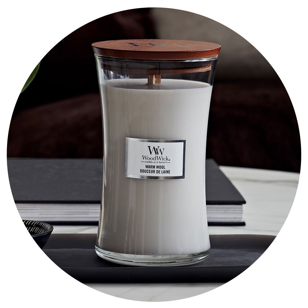 Linen WoodWick® Large Hourglass Candle - Large Hourglass Candles