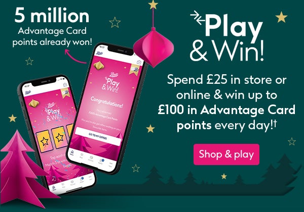 Play&Win! Spend £25 in store or online & win up to £100 Advantage card points.